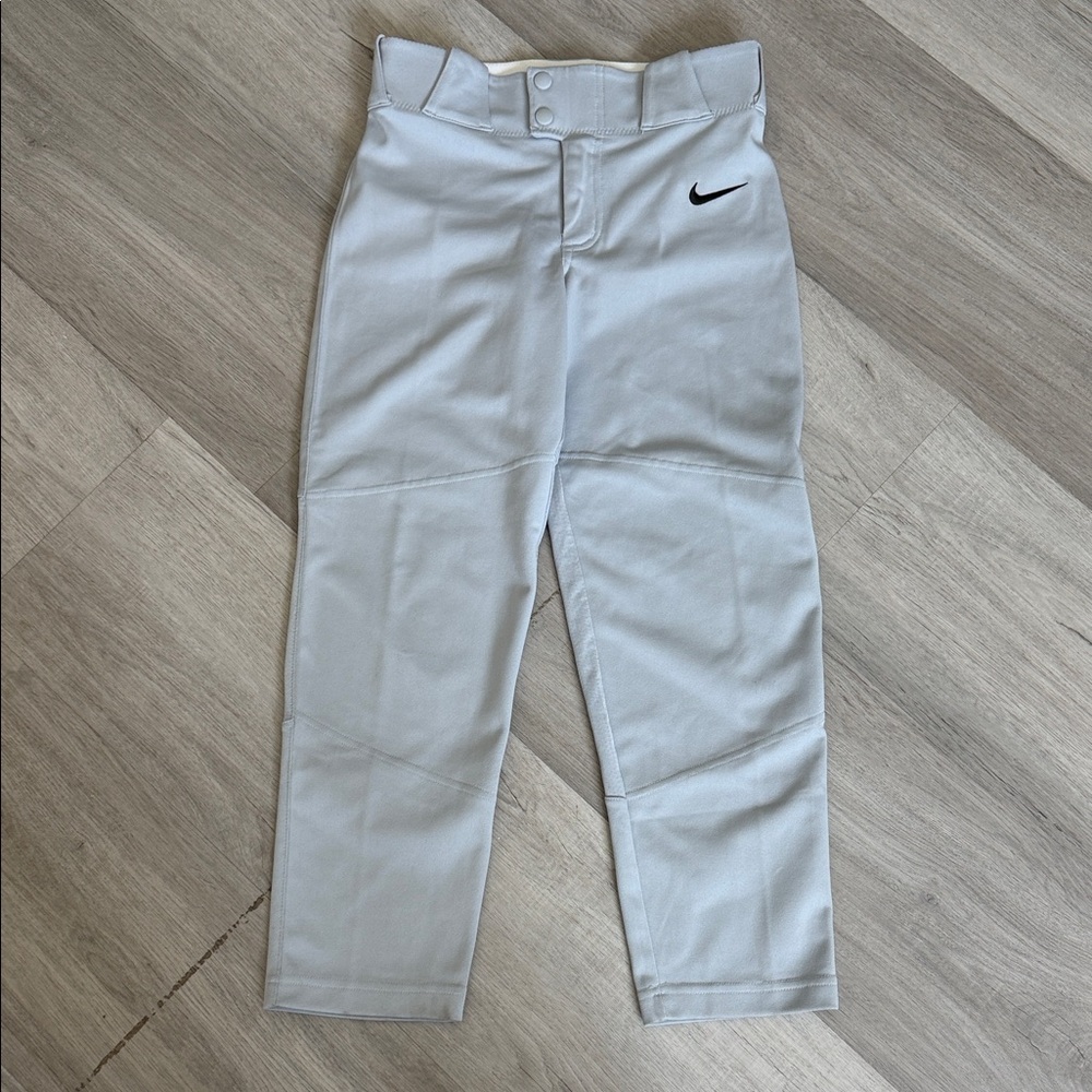 Nike grey Youth Baseball Pants with Black Swoosh